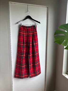 NWT 7th Avenue Red Plaid Palazzo Pants 00P